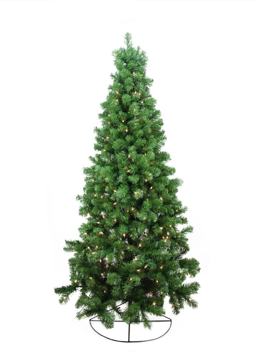 Northlight 6' Pre-Lit Pine Artificial Wall Christmas Tree - Clear Lights - Green