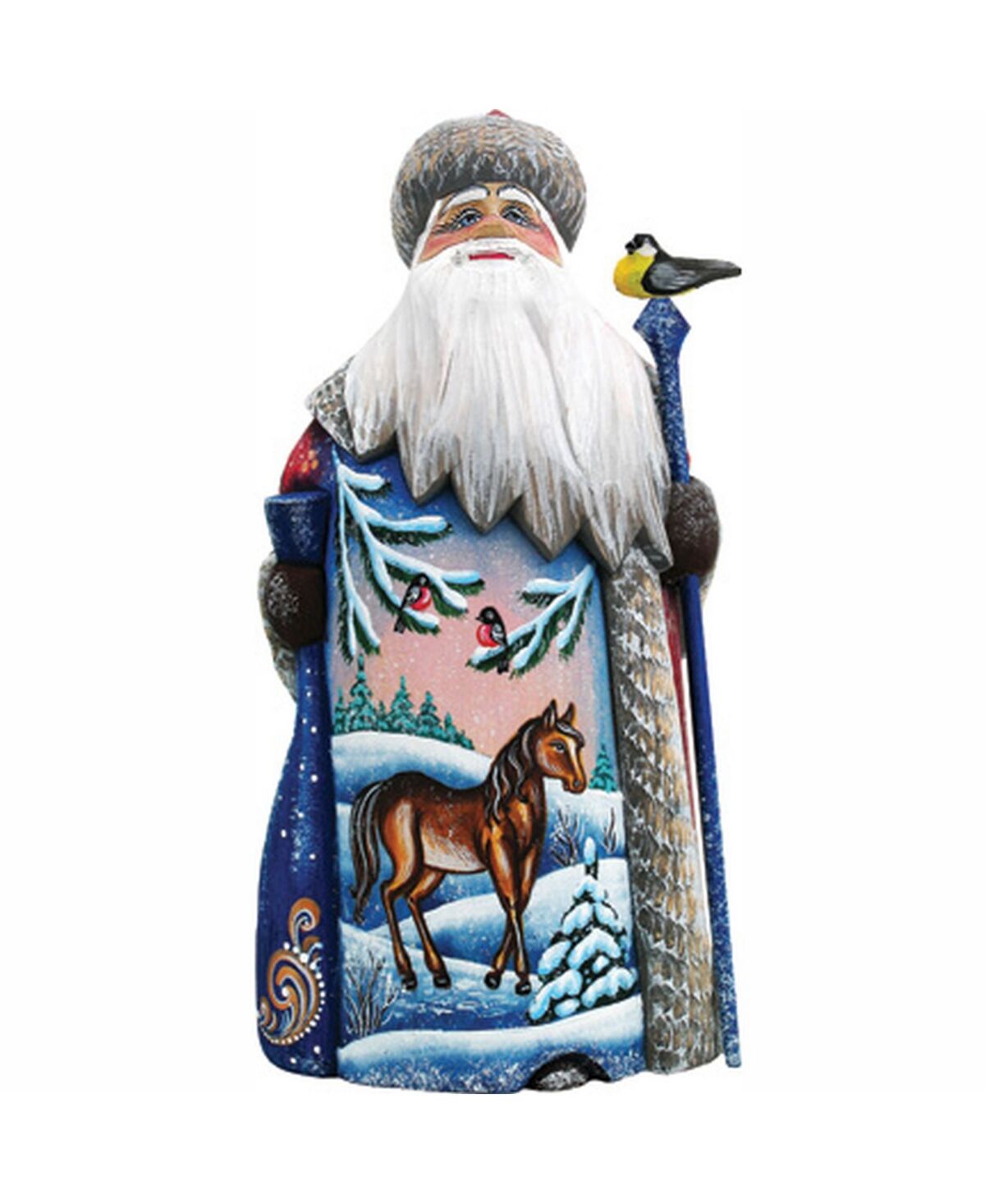 G.DeBrekht Woodcarved and Hand Painted Santa Woodland Pony Figurine - Multi