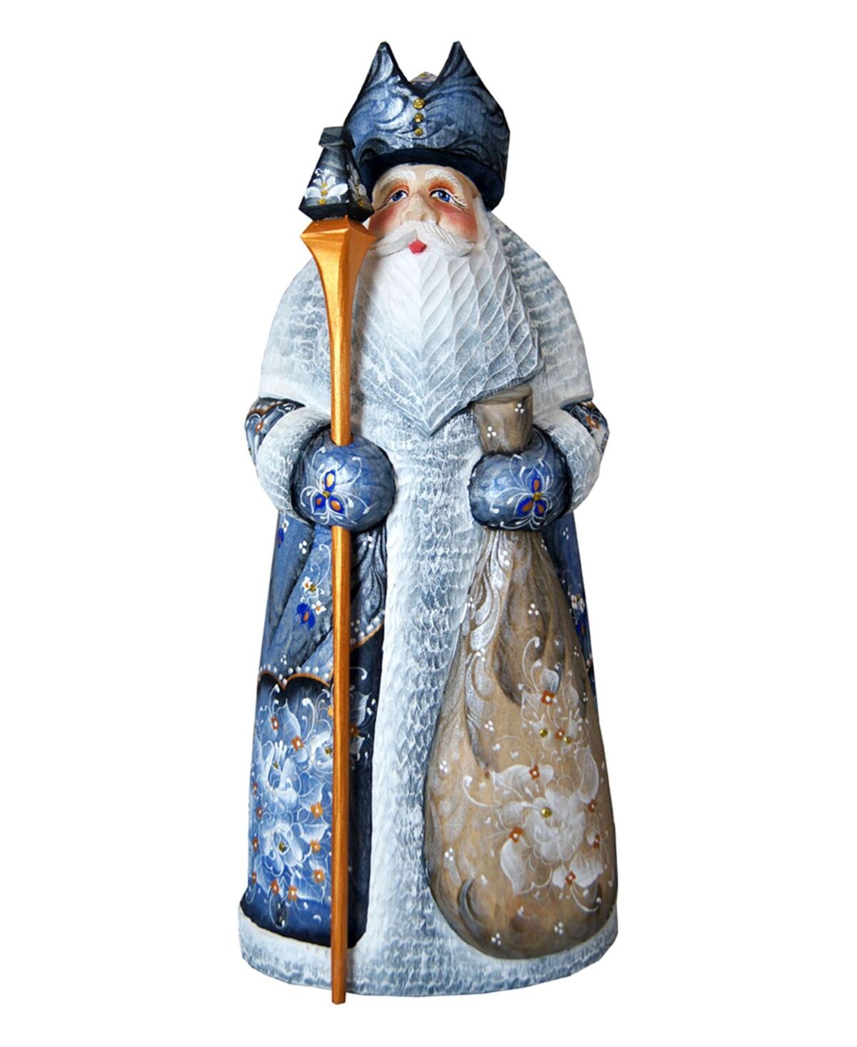 G.DeBrekht Woodcarved and Hand Painted Ornamental Santa Blue Figurine - Multi