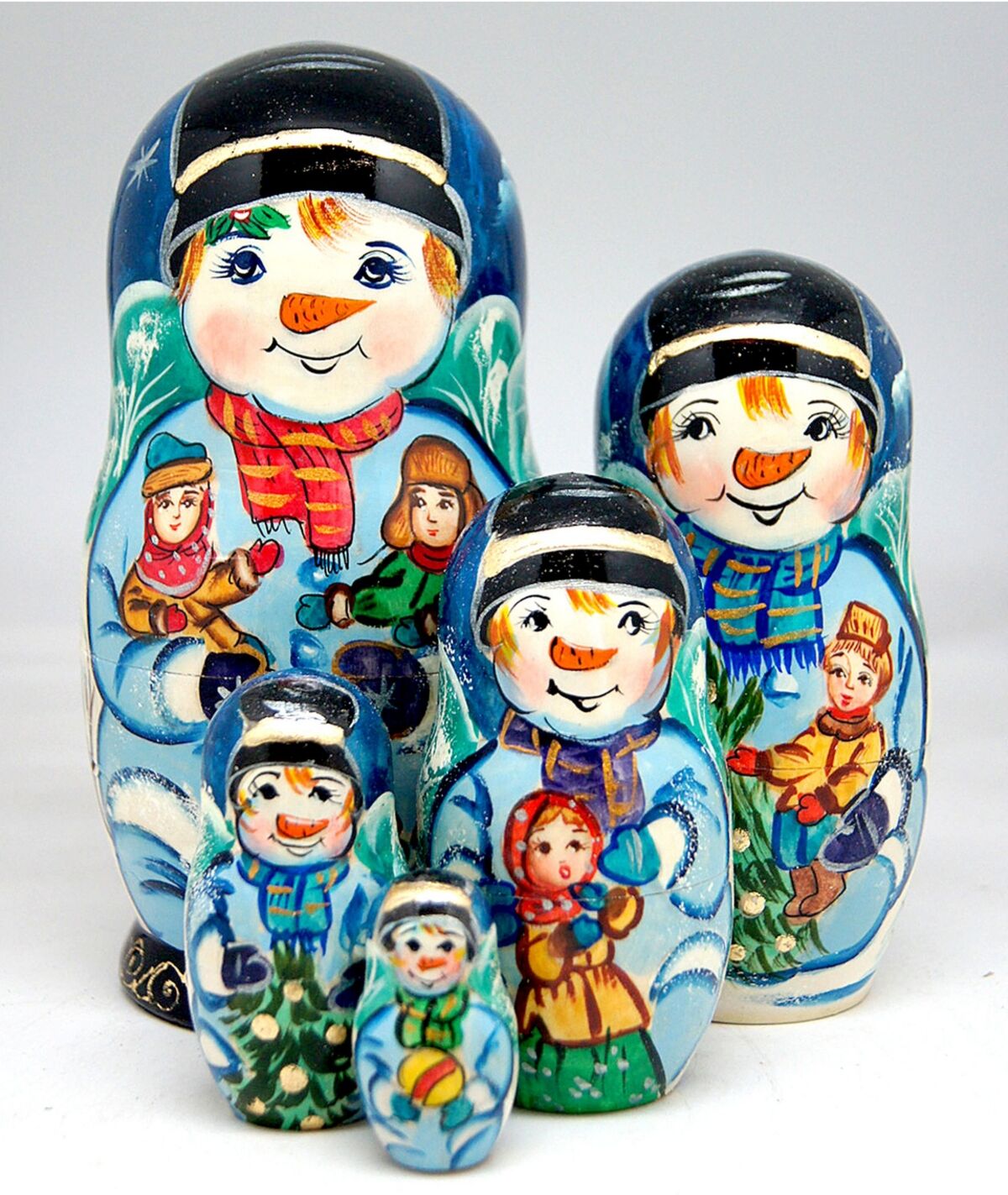 G.DeBrekht Mr. Snowman 5 Piece Russian Matryoshka Nested Doll Set - Multi