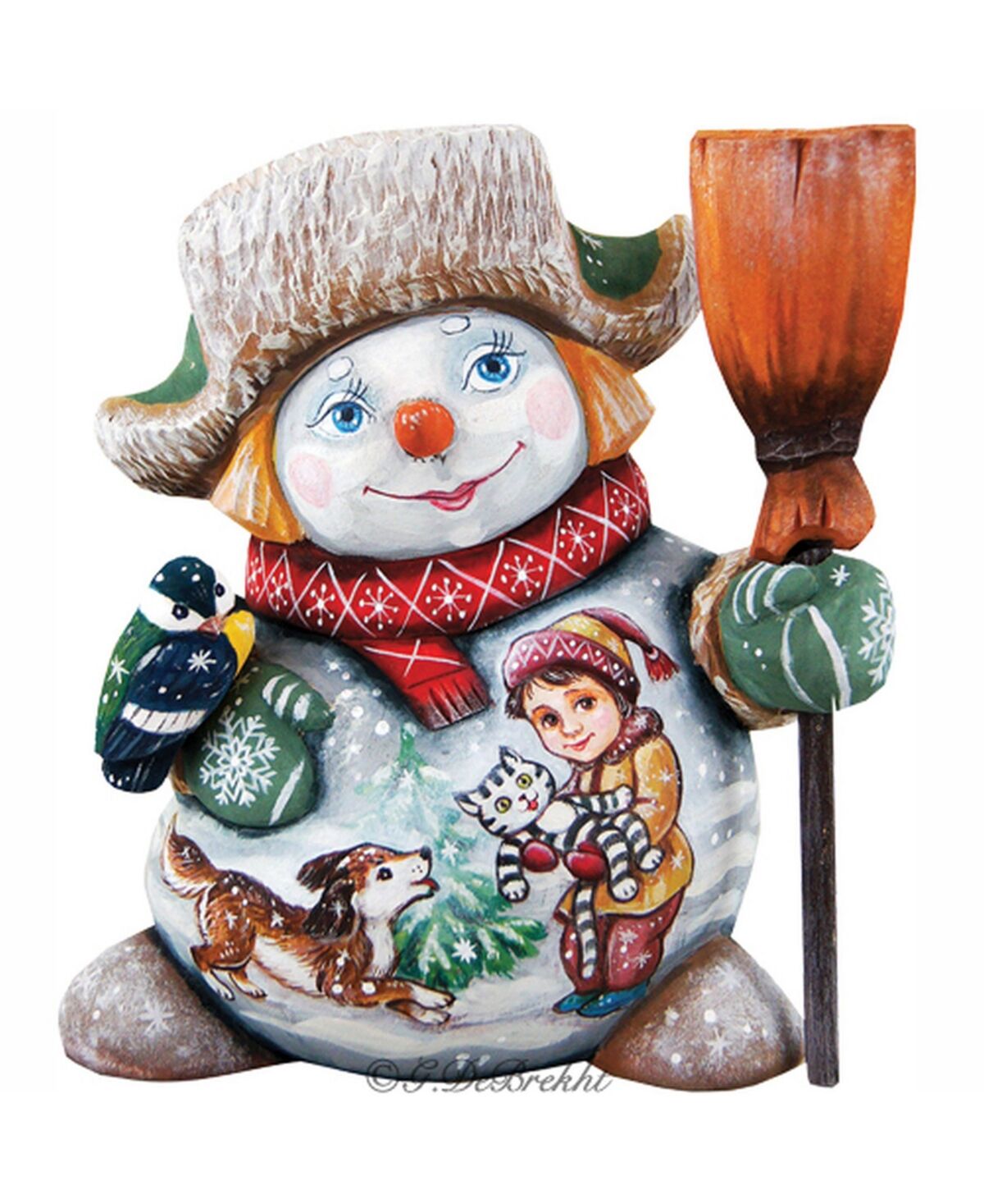 G.DeBrekht Woodcarved Hand Painted Friends Forever Figurine - Multi