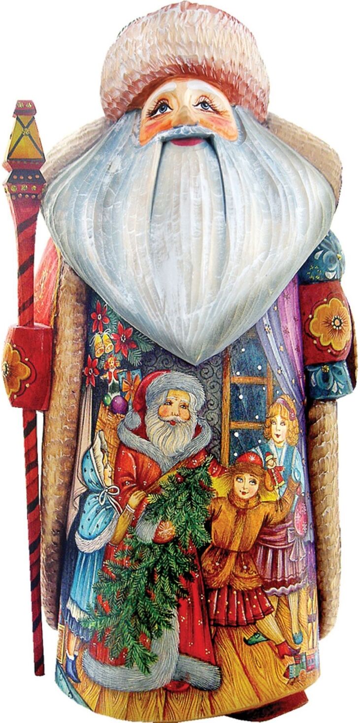 G.DeBrekht Woodcarved Hand Painted Christmas Night Father Frost Santa Figurine - Multi