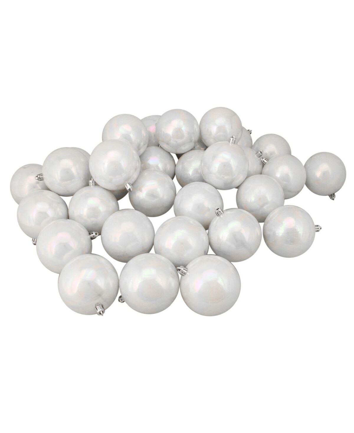 Northlight 32 Count Iridescent Shatterproof Shiny Christmas Ball Ornaments - White