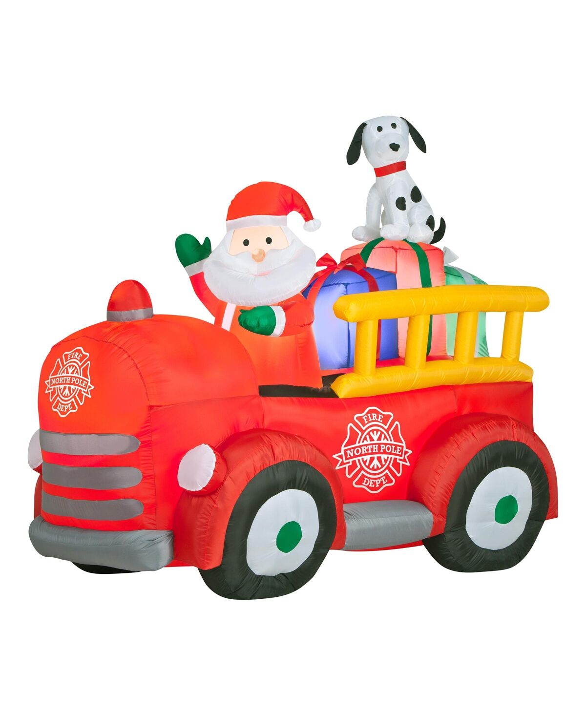 National Tree Company 6' Inflatable Santa in Vintage-Like Fire truck - Red