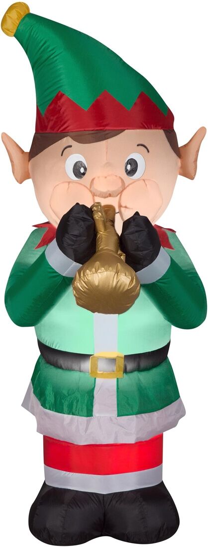 National Tree Company 6' Inflatable Trumpet Playing Elf - Green