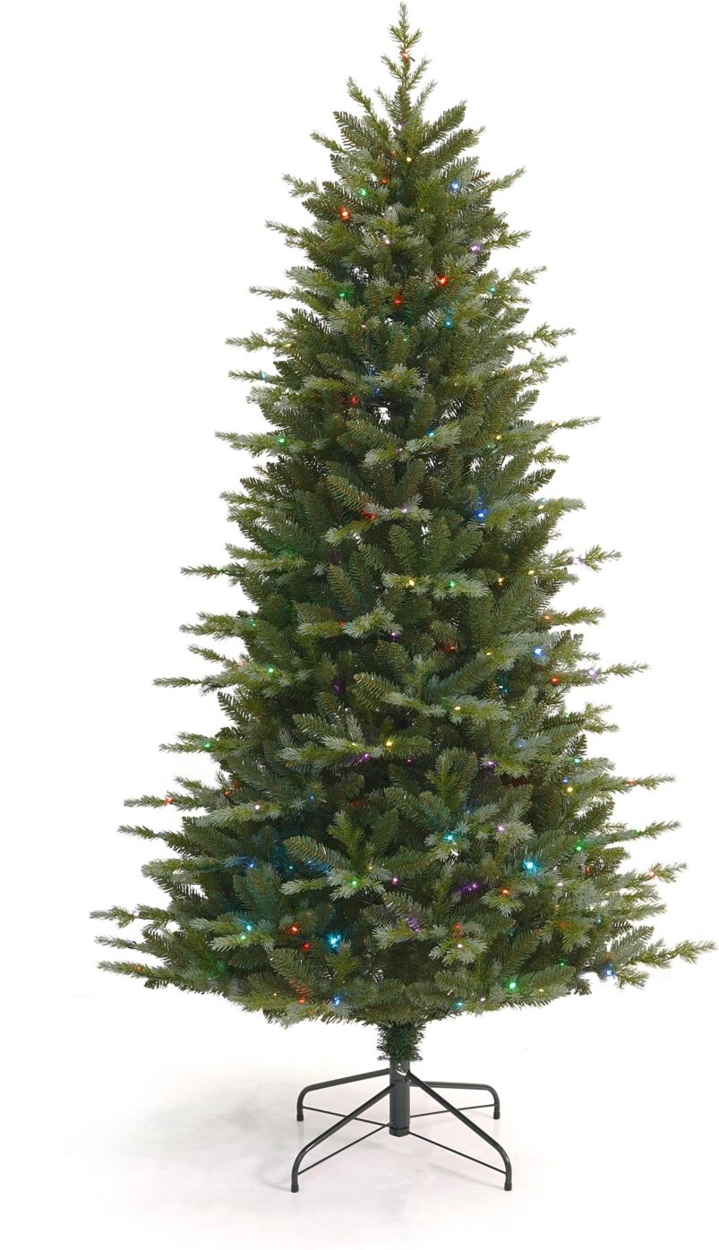 Seasonal The Bluffton Pine 7' Pe, Pvc Tree, 2289 Tips, 350 Rgbw Lights, Metal Stand, Ez-Connect - Green