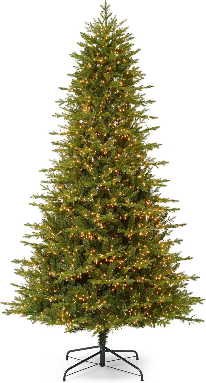 Seasonal Dandan Pine 9' Pre-Lit Pe Mixed Pvc Tree with Metal Base, 5196 Tips, 3200 Warm Led Lights, Ez-Connect, Remote, Storage Bag - Green