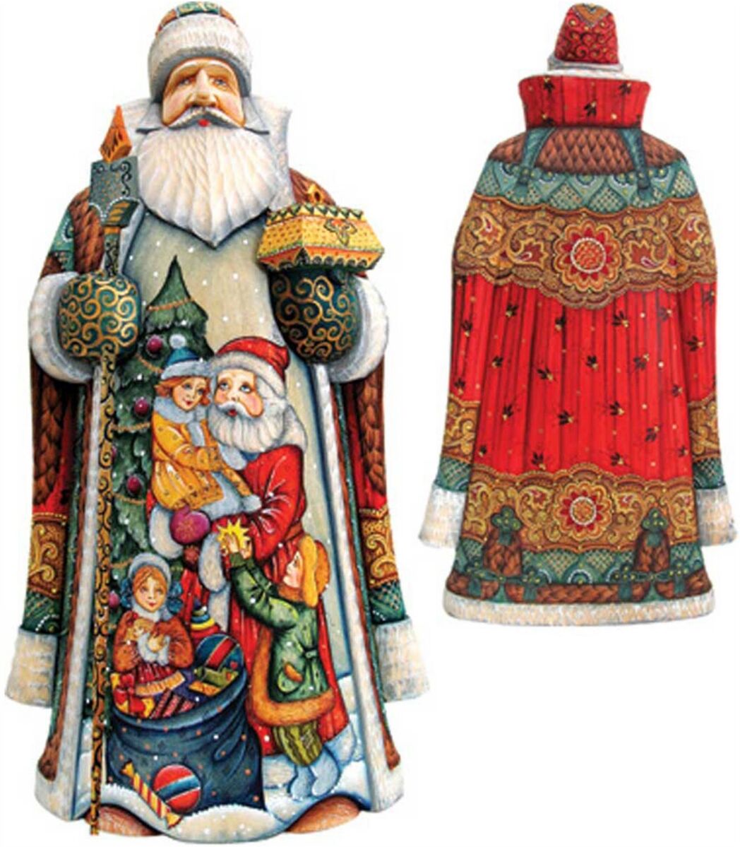 G.DeBrekht Woodcarved and Hand Painted Joy Hand Painted Santa Claus Figurine - Multi