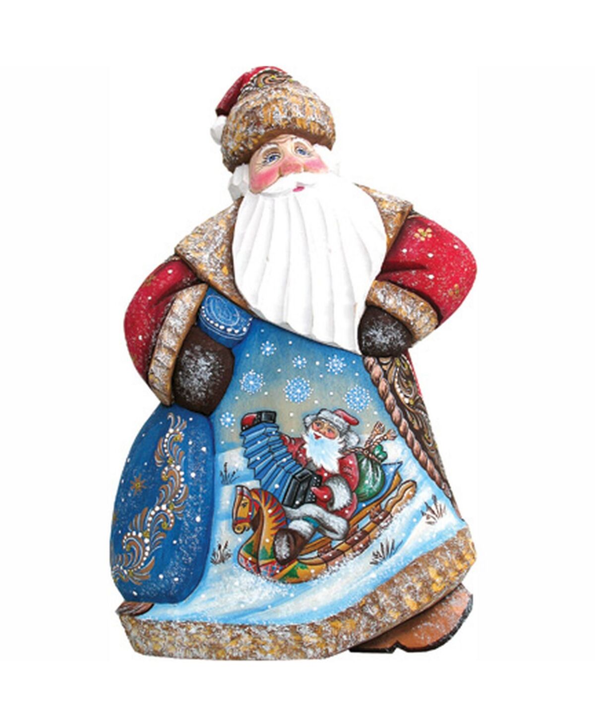 G.DeBrekht Woodcarved and Hand Painted Downhill Dancing Santa - Multi