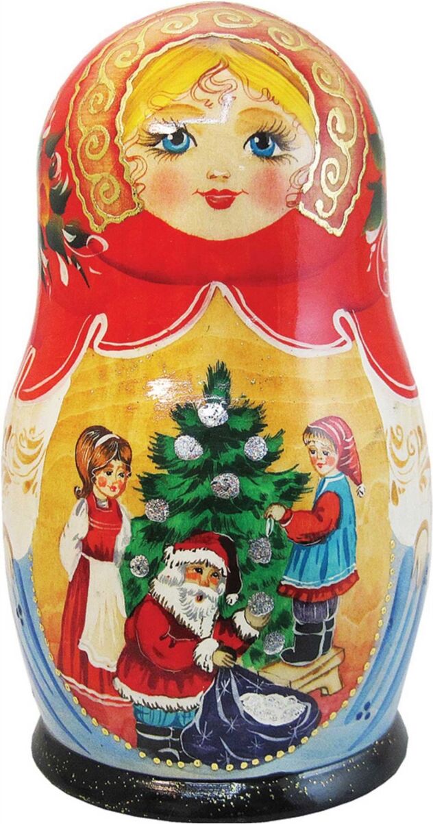 G.DeBrekht Christmas Night 5-Piece Russian Matryoshka Wooden Nested Dolls Set - Multi