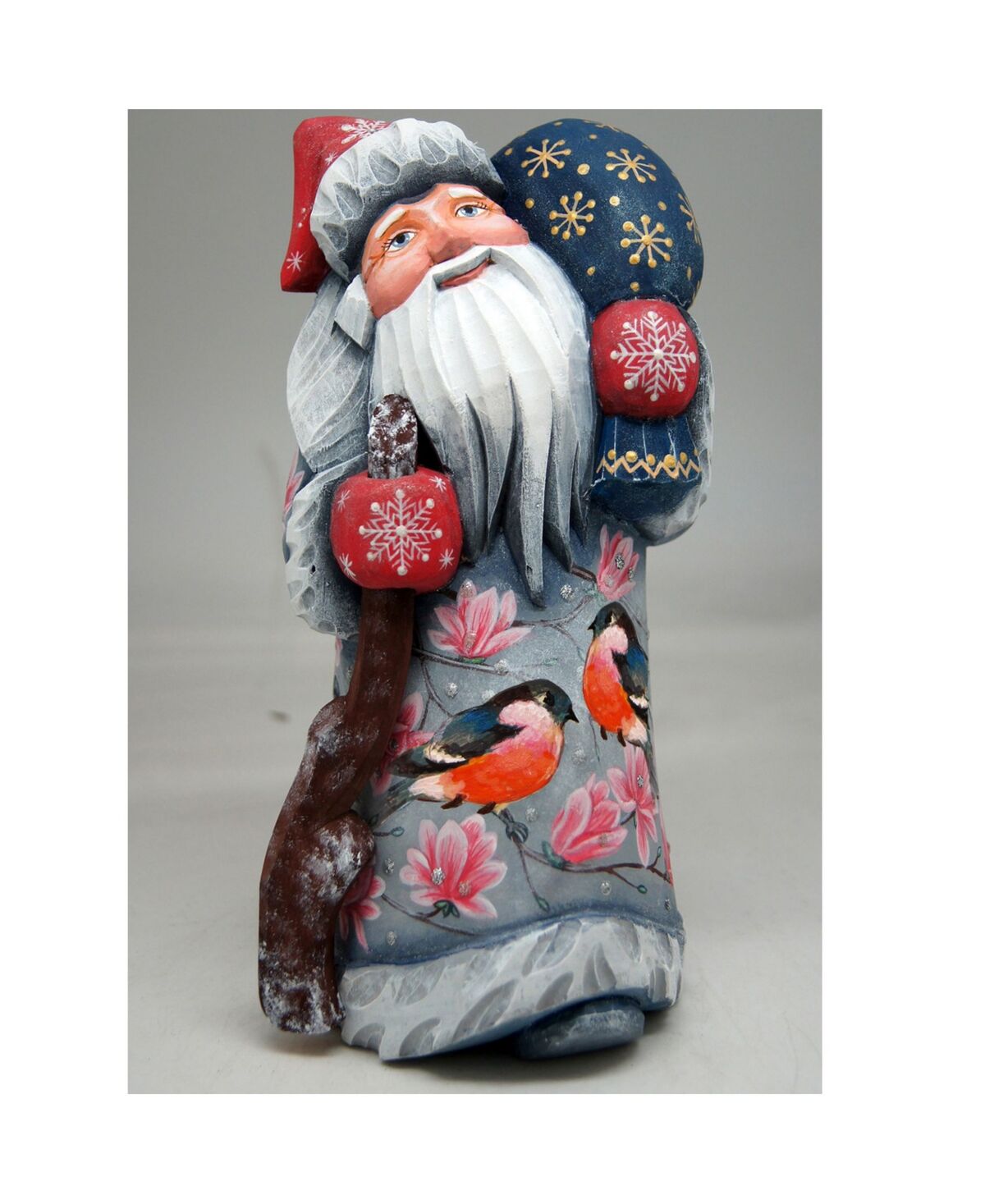 G.DeBrekht Woodcarved and Hand Painted Red Robbin Santa Masterpiece Signature Figurine - Multi