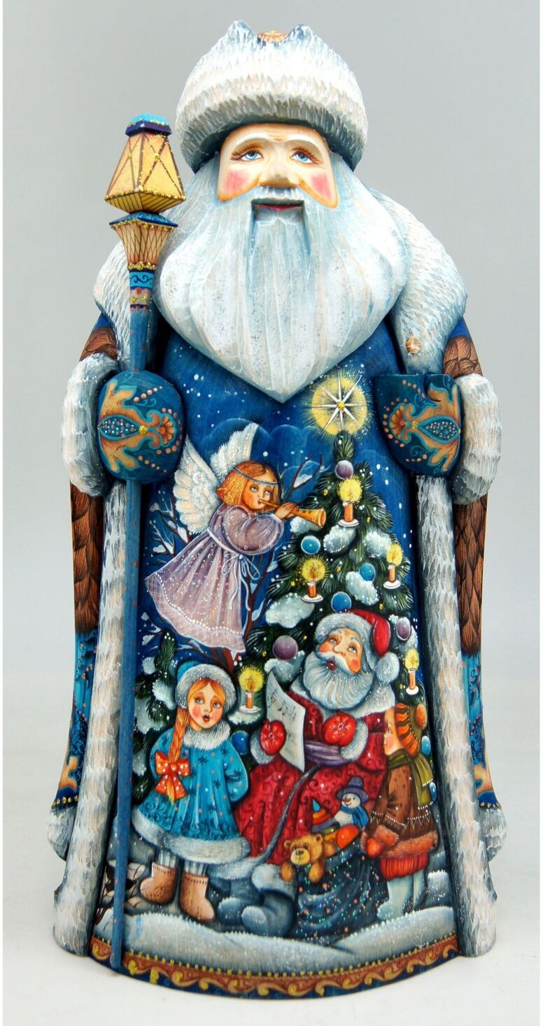 G.DeBrekht Woodcarved and Hand Painted Christmas Play Tree Santa Figurine Christmas Decor - Multi