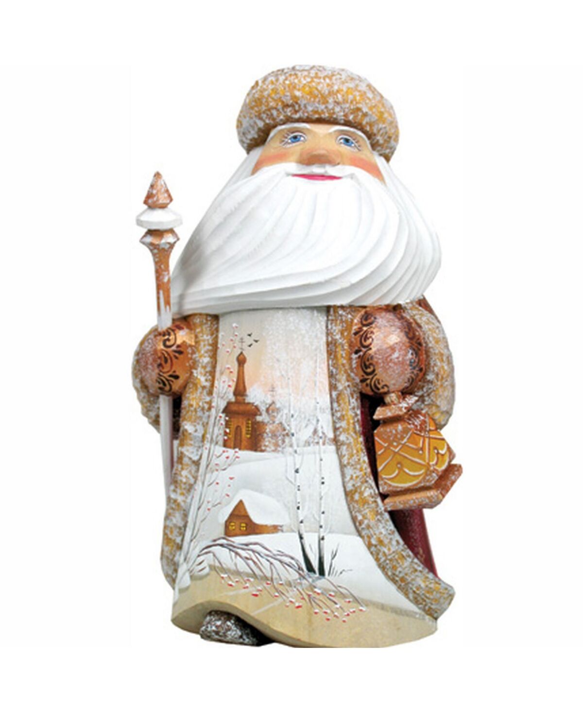 G.DeBrekht Woodcarved and Hand Painted Santa Countryside Guiding Light Figurine - Multi