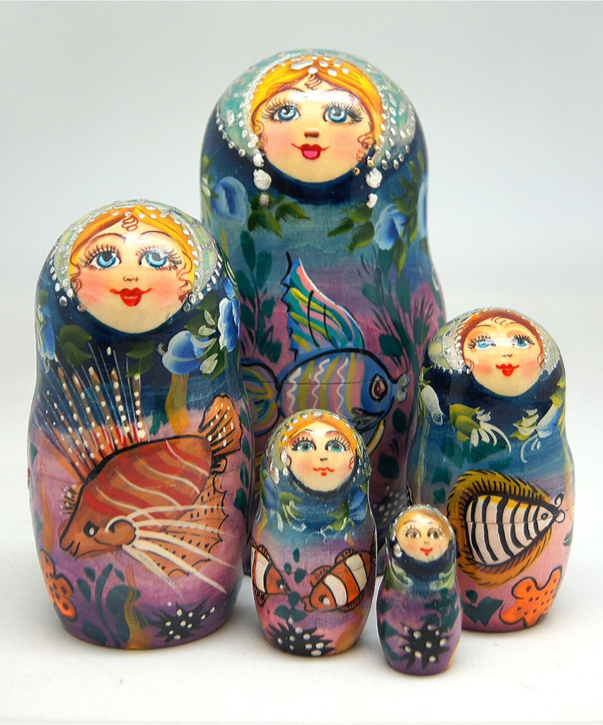 G.DeBrekht Sea Princess 5 Piece Russian Matryoshka Stacking Dolls Set - Multi