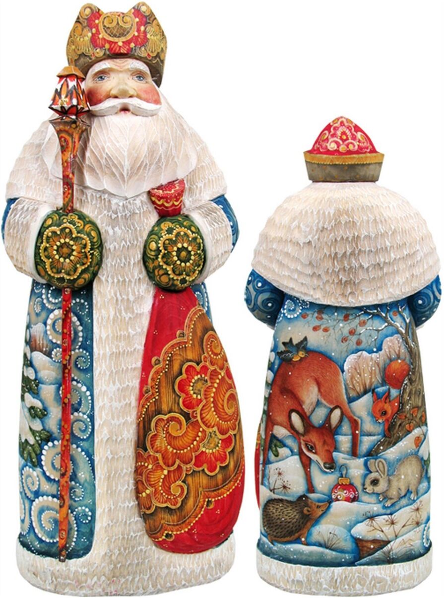 G.DeBrekht Woodcarved Hand Painted Time to Share Christmas Gathering Santa Figurine - Multi