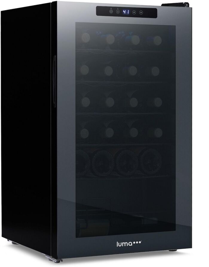 Luma Comfort Shadow Series Wine Cooler Refrigerator 24 Bottle, Freestanding Mirrored Wine Fridge with Double-Layer Tempered Glass Door & Compressor Co