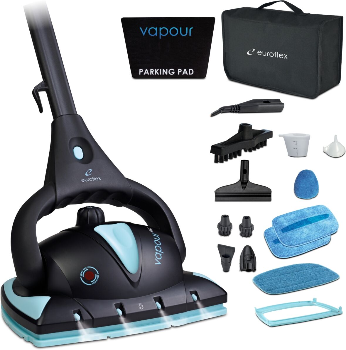 Euroflex Vapour M4S All-In-One Floor & Portable Ultra Dry Steam Cleaner - Black