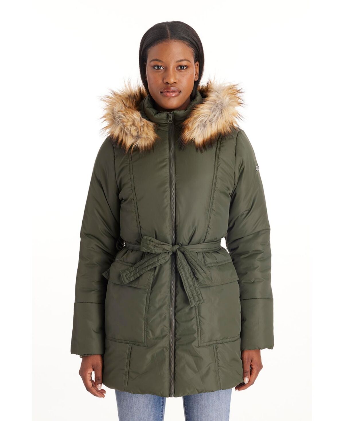 Modern Eternity Maternity Maternity Rachel - 3 in 1 Coat With Belt - Khaki green