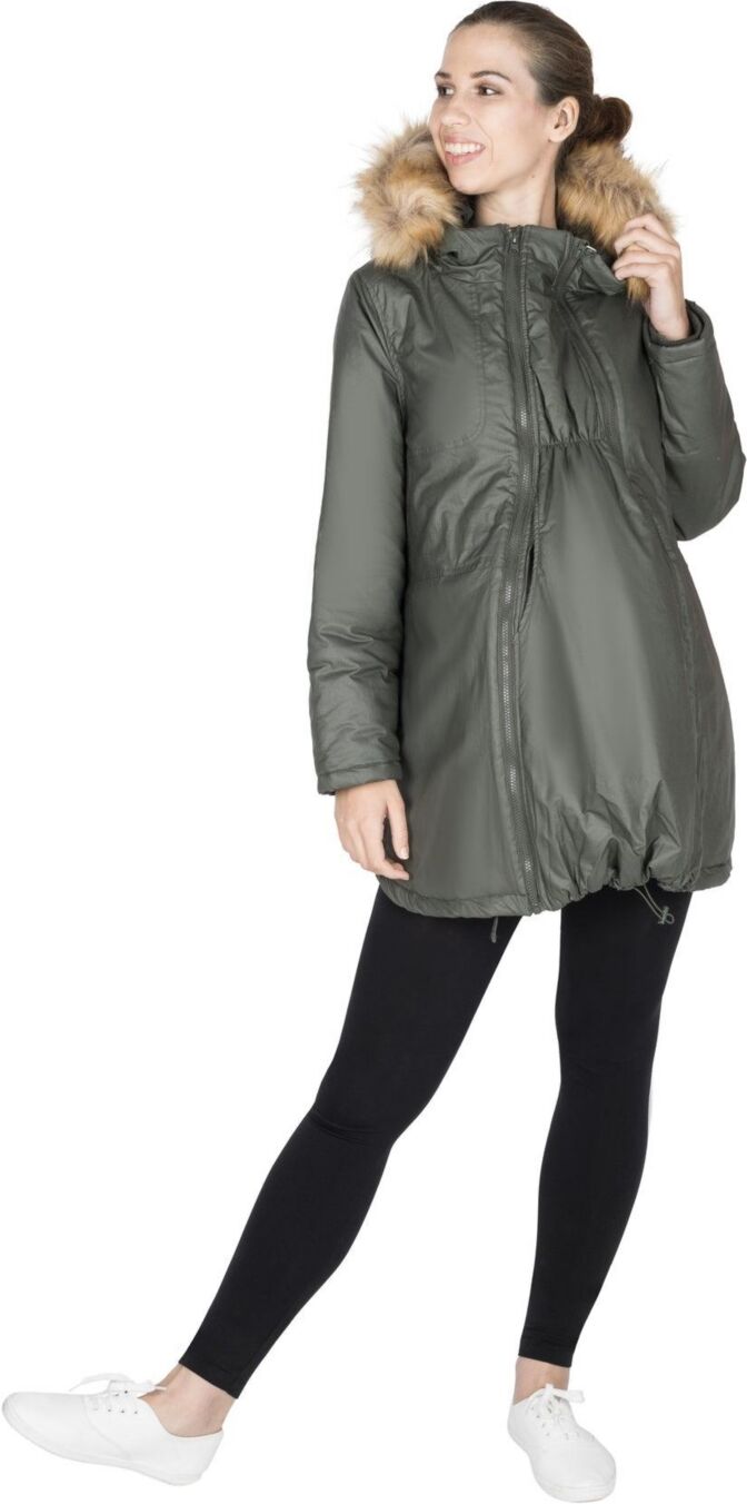 Modern Eternity Maternity Maternity Sofia - Waxed Shell 3 in 1 Parka - Khaki green