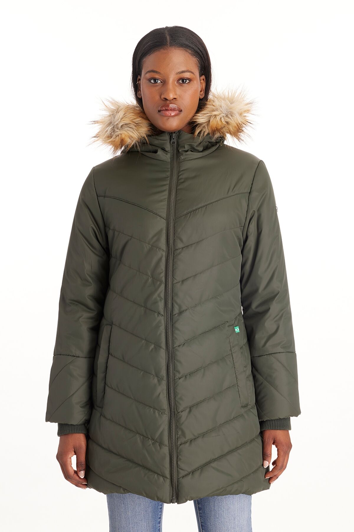 Modern Eternity Maternity Maternity Lexi - 3in1 Coat With Removable Hood - Khaki green
