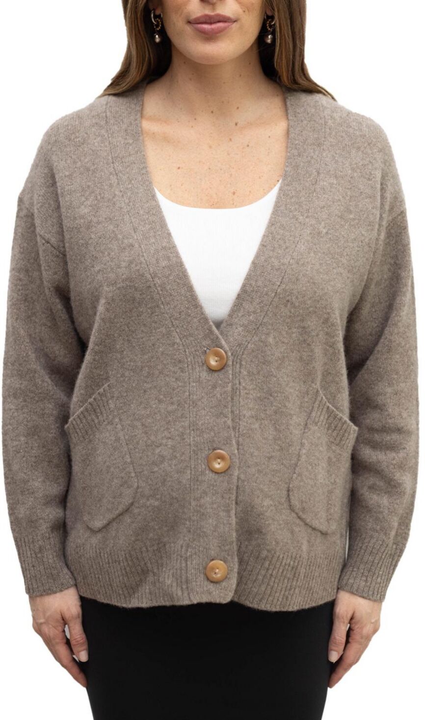 Emilia George Maternity Wool Blend Renee Sweater Cardigan - Camel