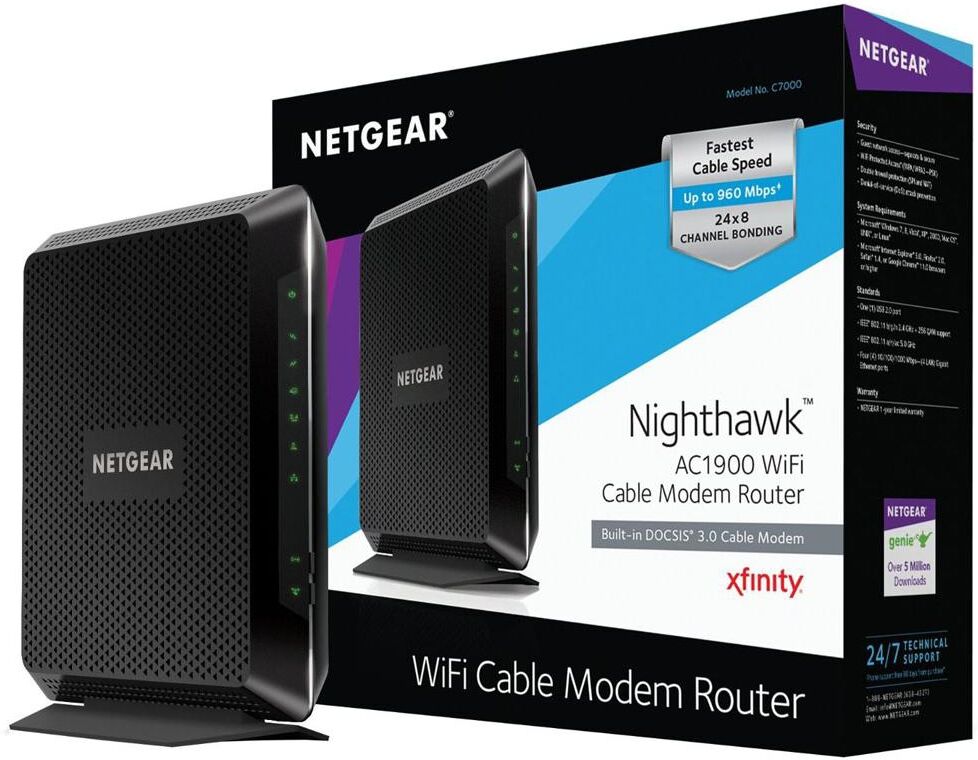 Netgear Nighthawk AC1900 Wi-Fi Cable Modem Router - Black