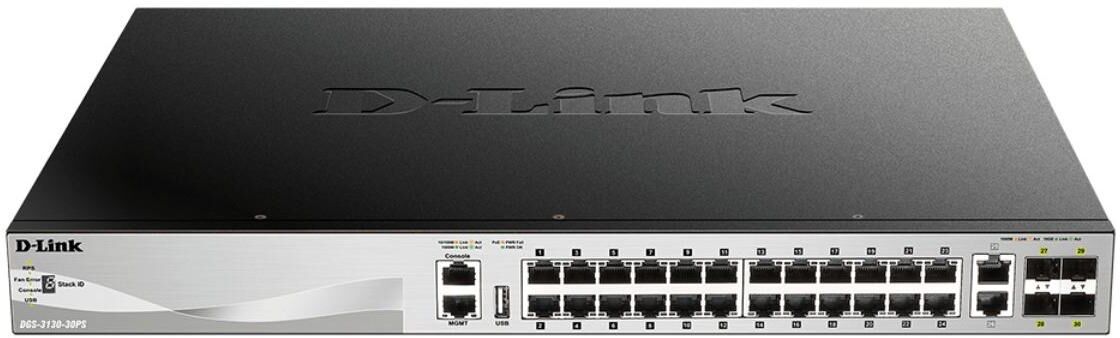 D-Link Dgs-3130-30PS 30-Port Lite Layer 3 Stackable Managed Gigabit Power over Ethernet Switch - Black