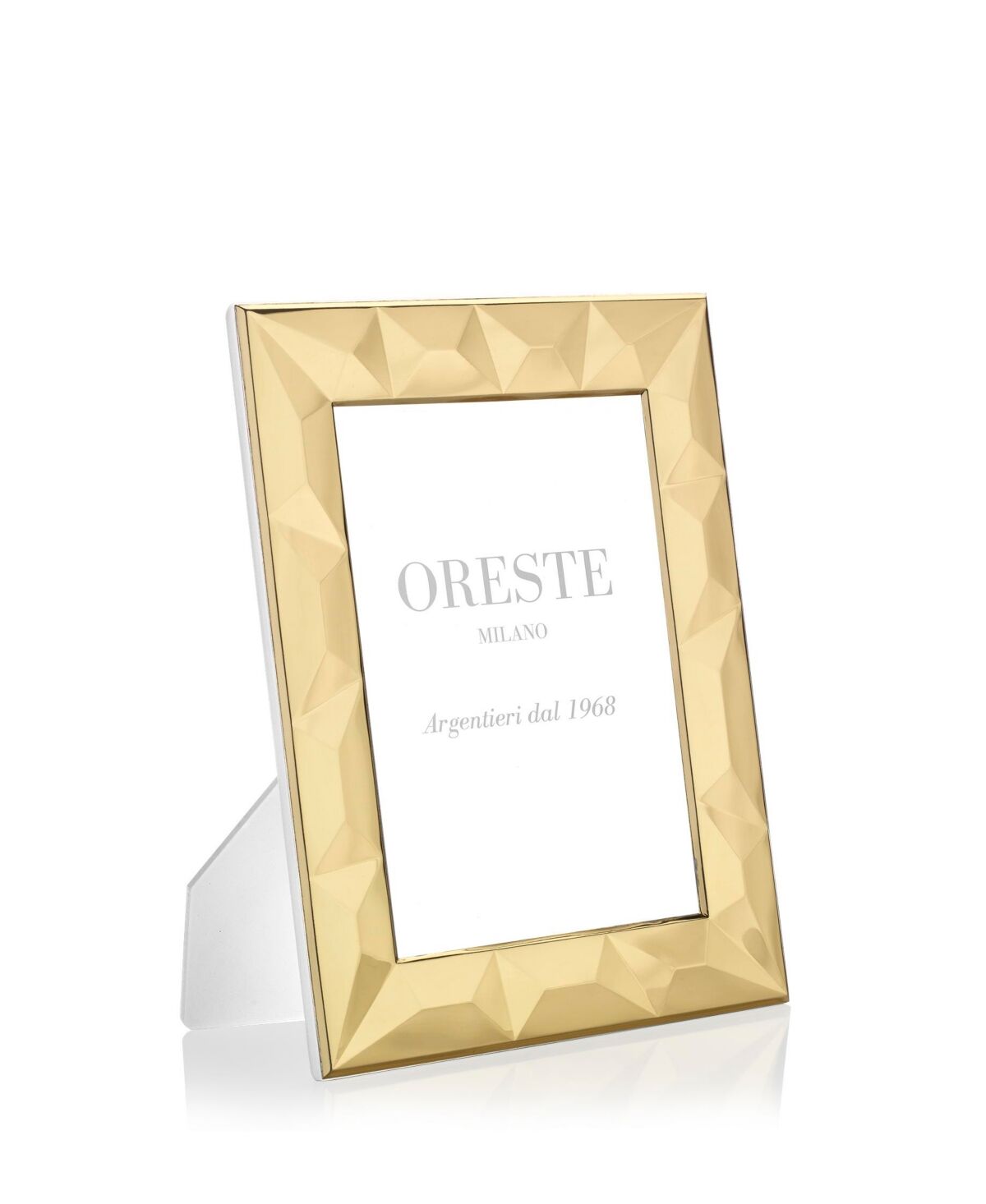 Oreste Milano 5x7 Gold Plated Picture Frame on a White Lacquered Wooden Back - Gold