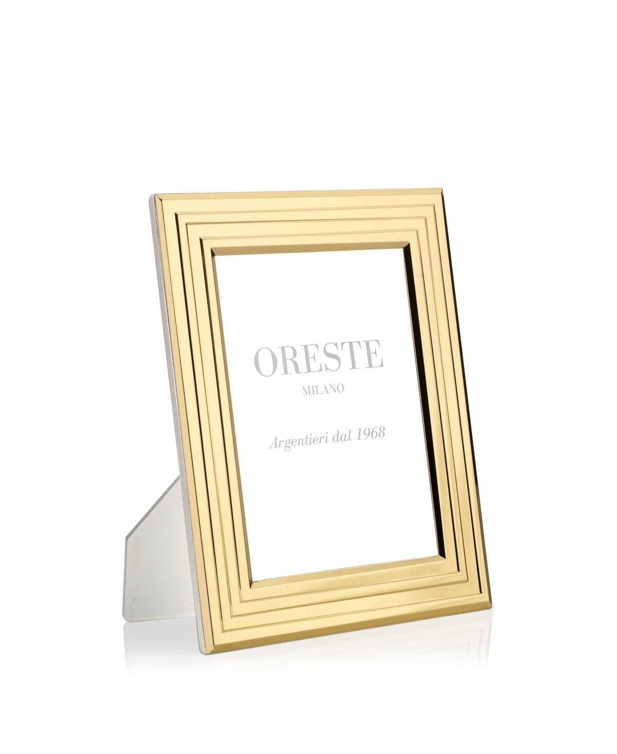 Oreste Milano 5x7 Gold Plated Picture Frame on a White Lacquered Wooden Back - Gold