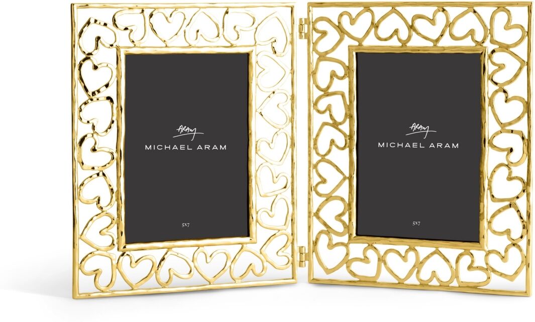 Michael Aram Double Heart Frame Gold 5x7