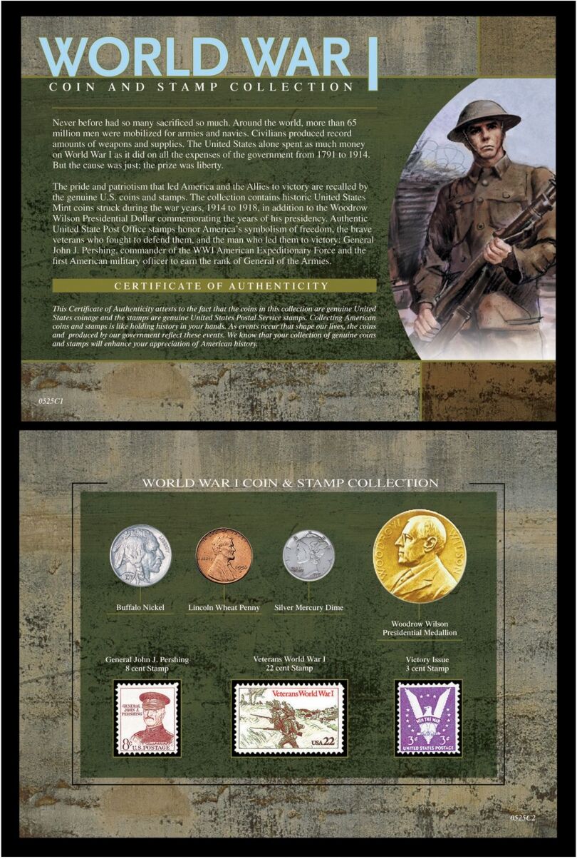 American Coin Treasures World War I Coin Stamp Collection - Multi