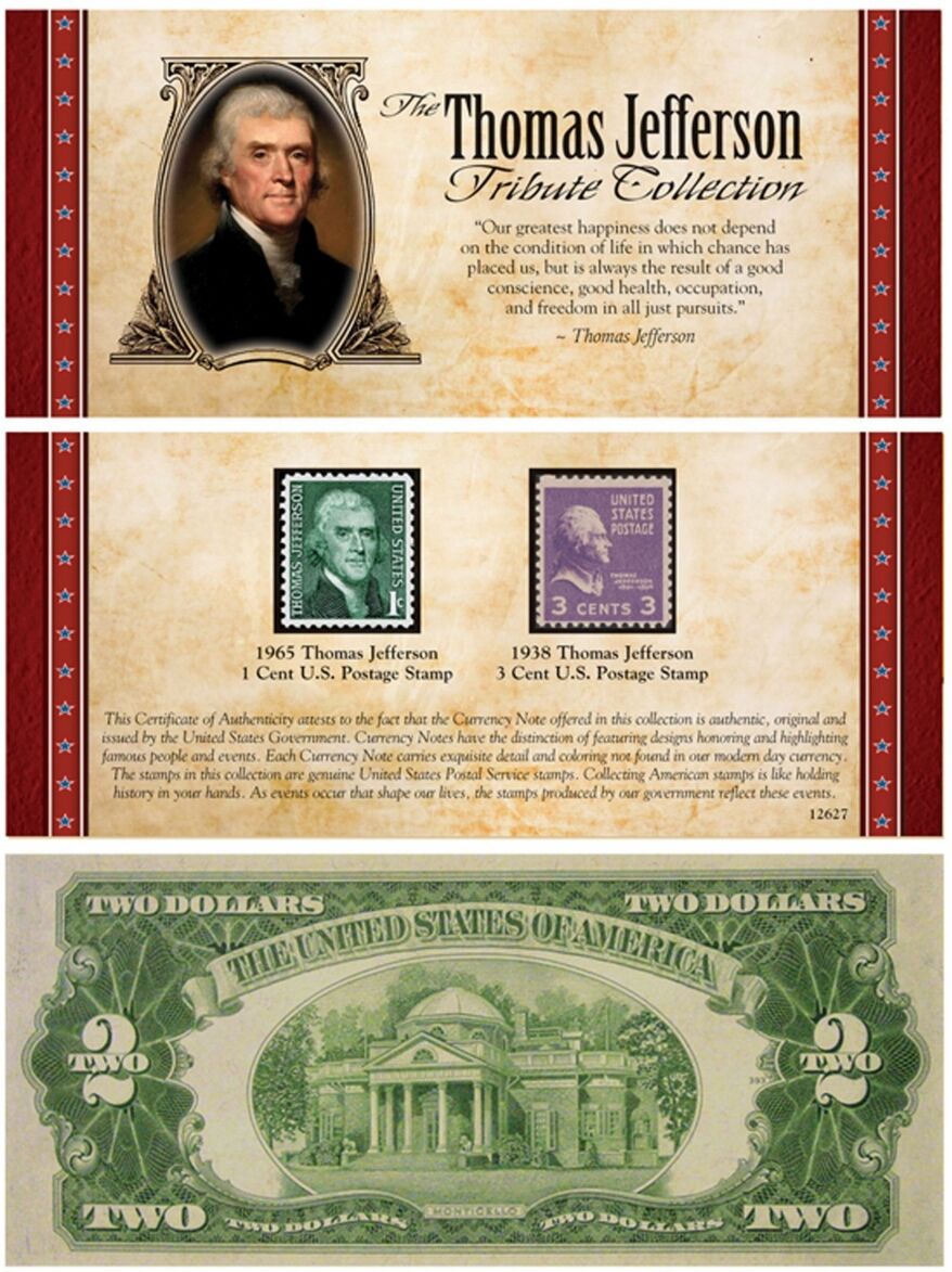 American Coin Treasures The Jefferson Tribute Collection with Rare 2 Bill - Multi