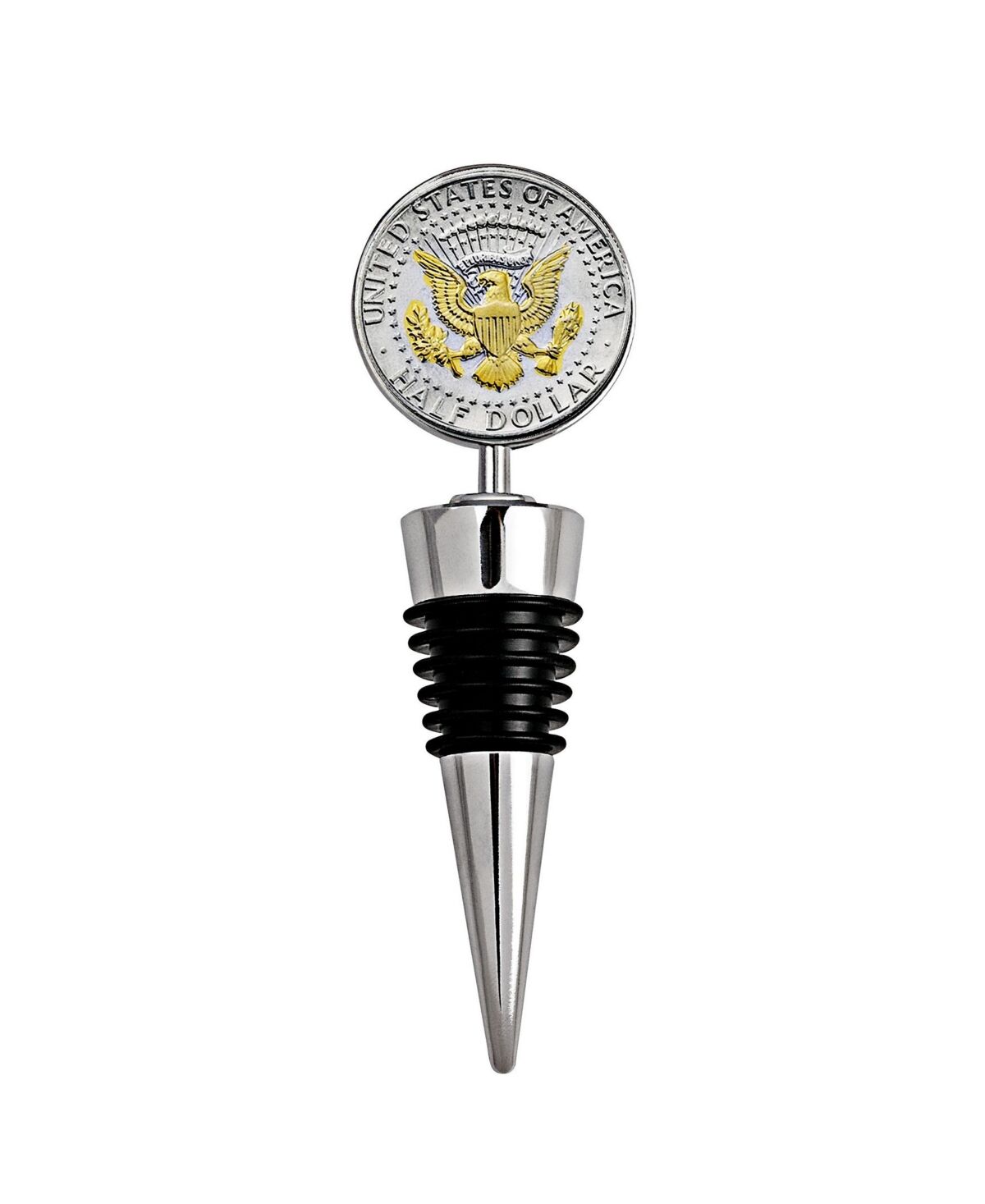 American Coin Treasures Selectively Gold-Layered Presidential Seal Jfk Half Dollar Coin Wine Stopper - Multi
