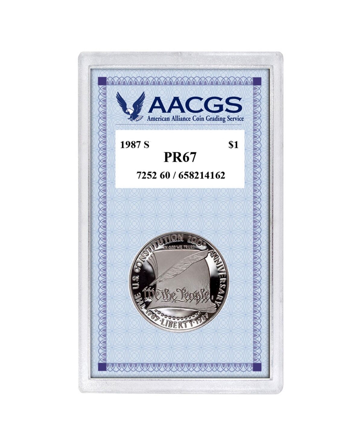 American Coin Treasures Proof 1987s U.s. Constitution Bicentennial Commemorative Silver Dollar Graded PR67 - Multi