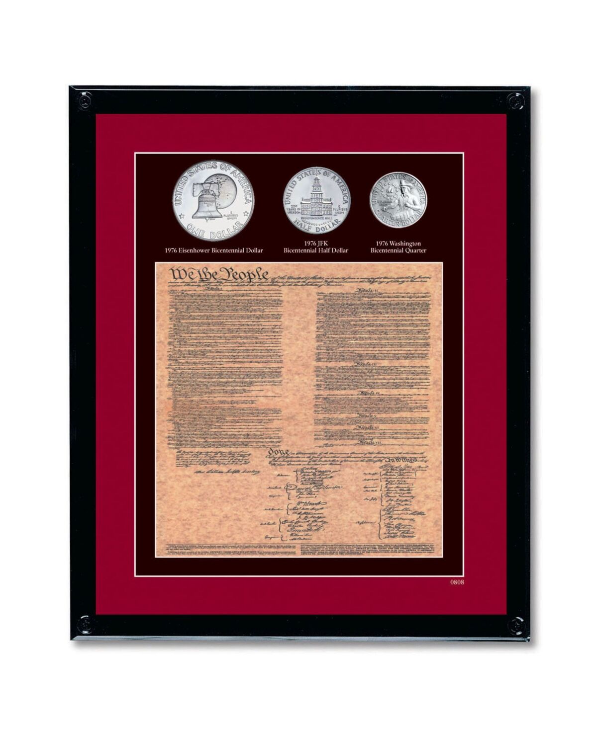 American Coin Treasures Framed U.s. Constitution with All 3 Bicentennial Coins - Multi