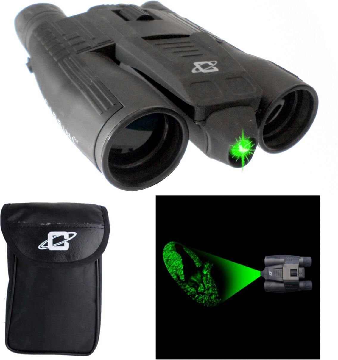 Galileo 12 Power Day Night Green Laser Binocular with 32mm Lens and Tripod Socket - Black