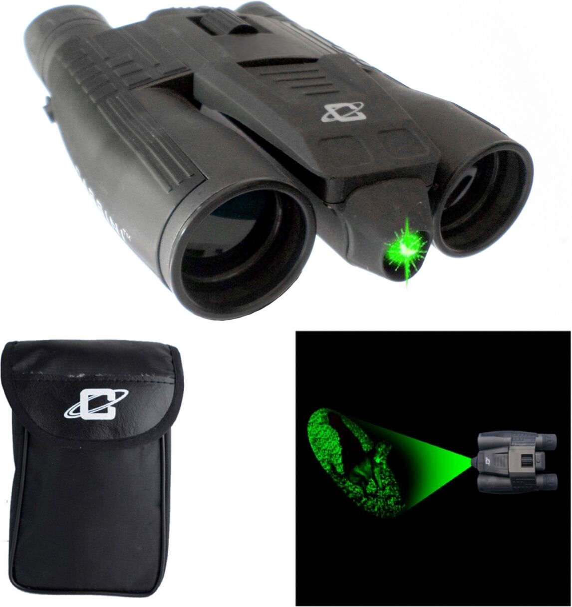 Galileo 10 Power Day Night Green Laser Binocular with 32mm Lens and Tripod Socket - Black