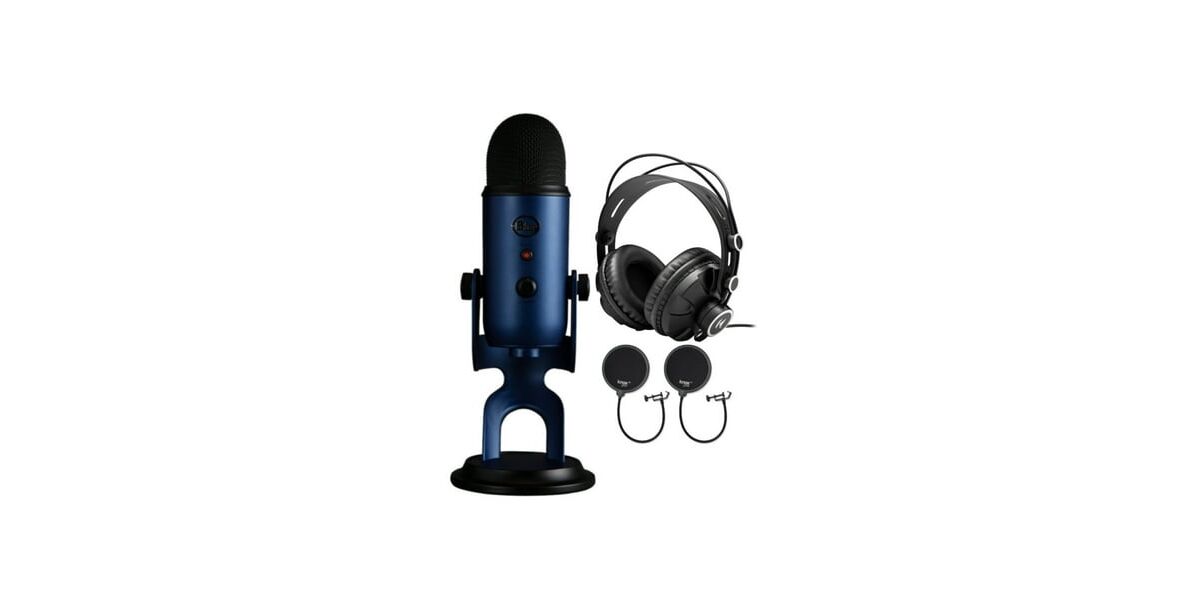 Logitech Blue Microphones Yeti Usb Microphone Bundle with Headphones and Pop Filter - Blue