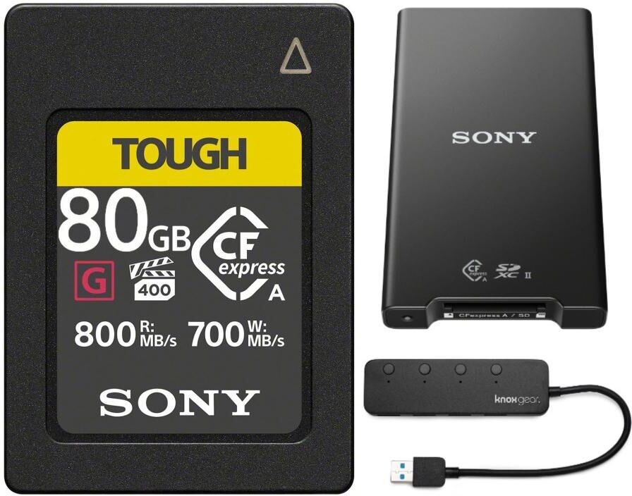 Sony Cfexpress Type A 80Gb Memory Card With Card Reader And 4 Port Usb Hub - Black