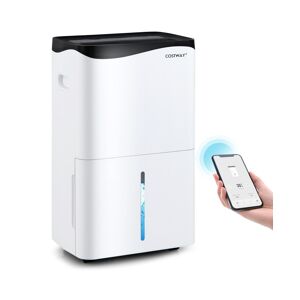 Costway 100-Pint Dehumidifier for Home & Basements w/ Smart App& Alexa Control - White