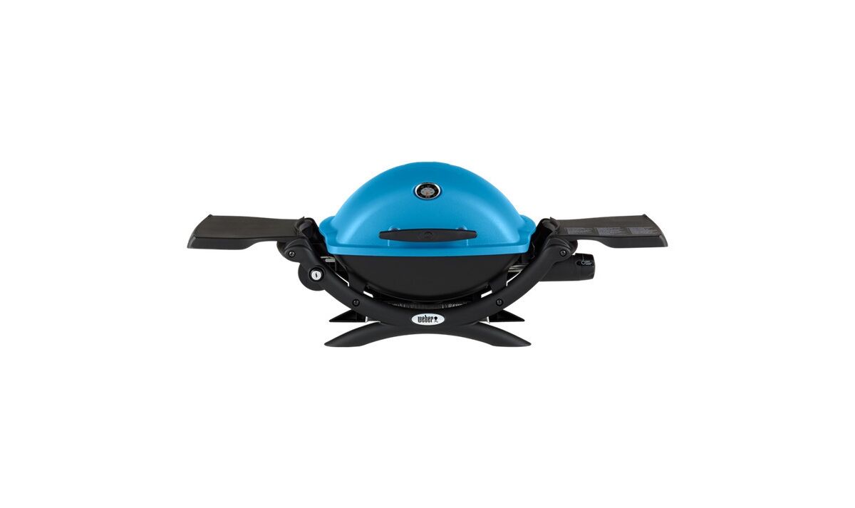 Weber Q 1200 Liquid Propane Grill (Blue) With Adapter Hose And Cover - Blue