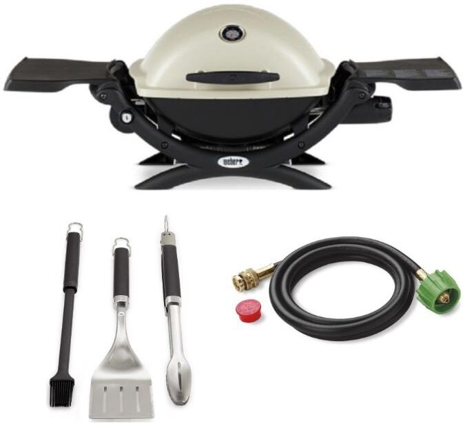 Weber Q1200 Liquid Propane Grill Titanium Classic - White