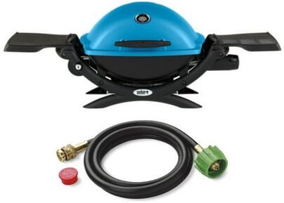 Weber Q 1200 Gas Grill (Blue) And Adapter Hose - Blue