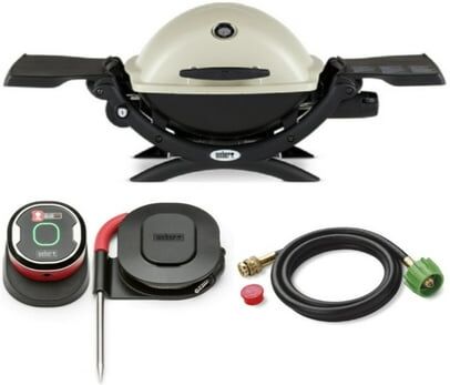 Weber Q1200 Liquid Propane Grill Titanium Itech - White