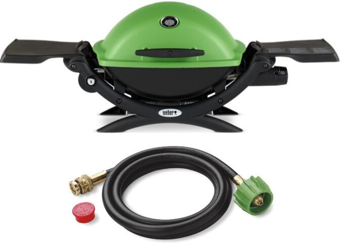 Weber Q 1200 Gas Grill (Green) And Adapter Hose - Green