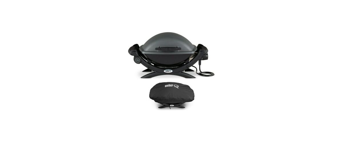 Weber Q 1400 Electric Grill Black With Grill Cover - Black
