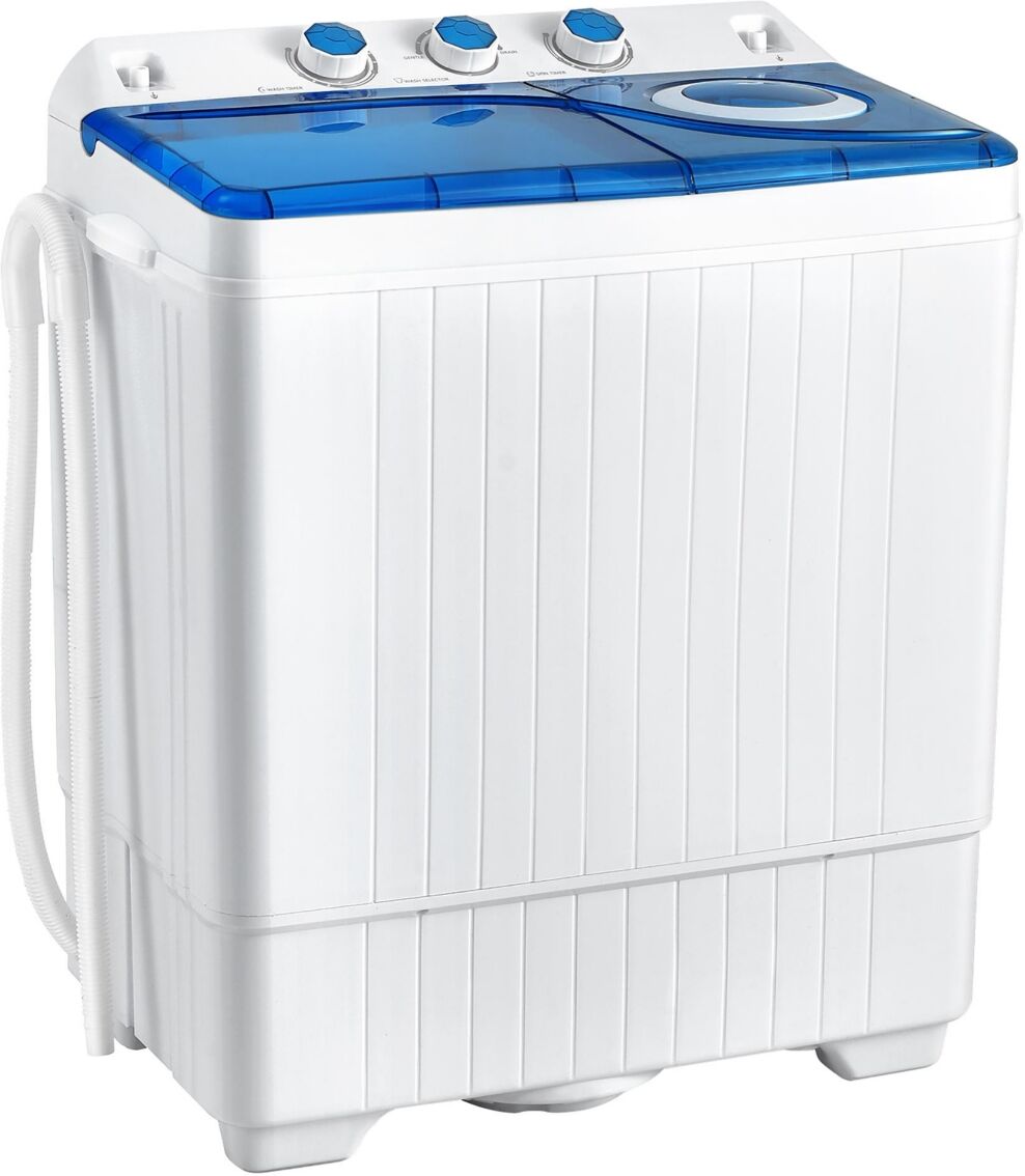 Costway 26lbs Portable Semi-automatic Twin Tub Washing Machine - Blue