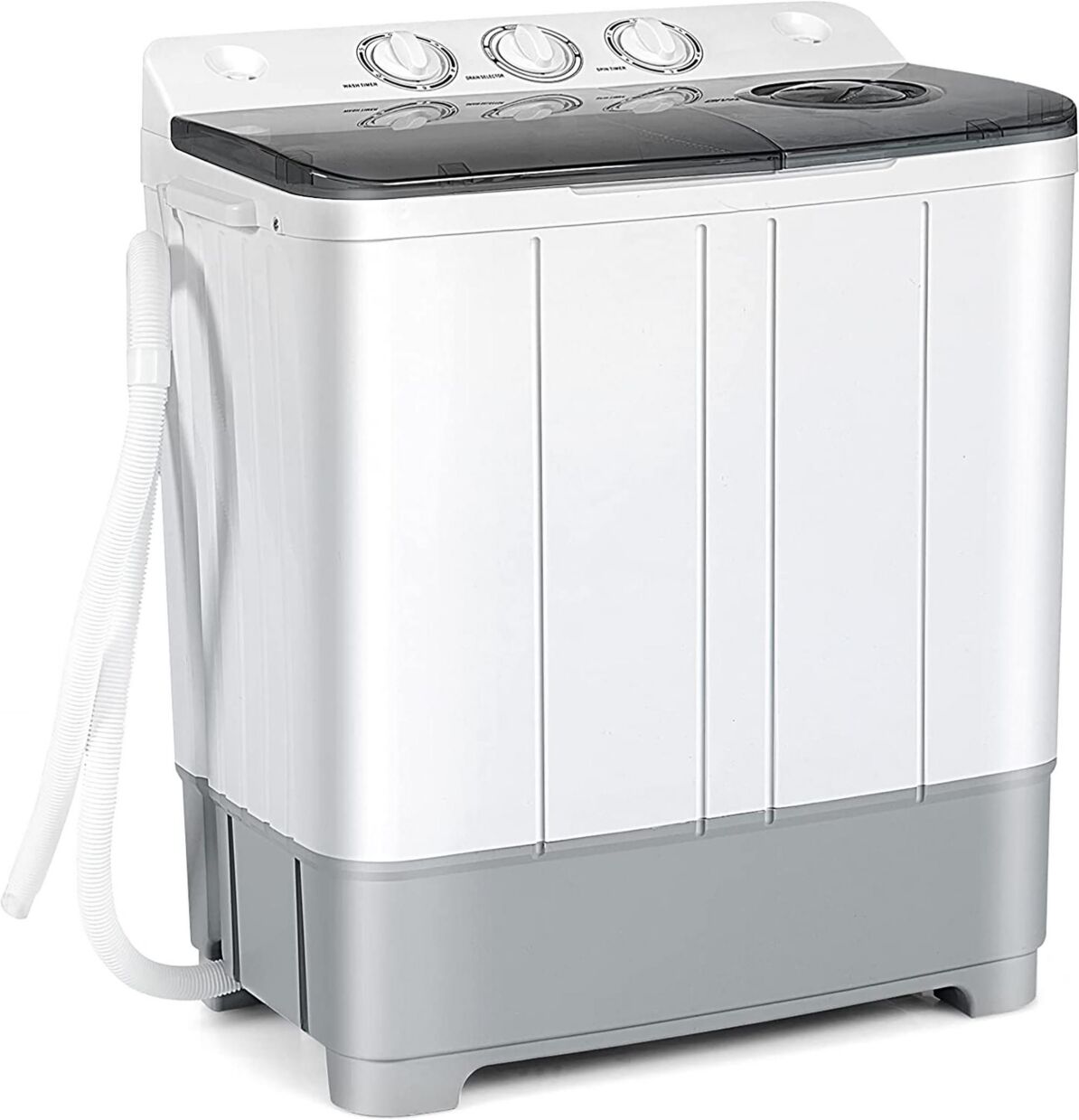 Costway Portable Twin Tub Washing Machine Washer(13.2lbs) & Spinner (8.8lbs) - Grey