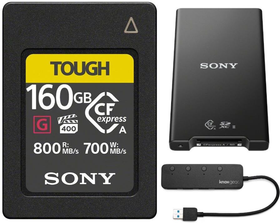 Sony Cfexpress Type A 160Gb Memory Card With Card Reader And 4 Port Usb Hub - Black