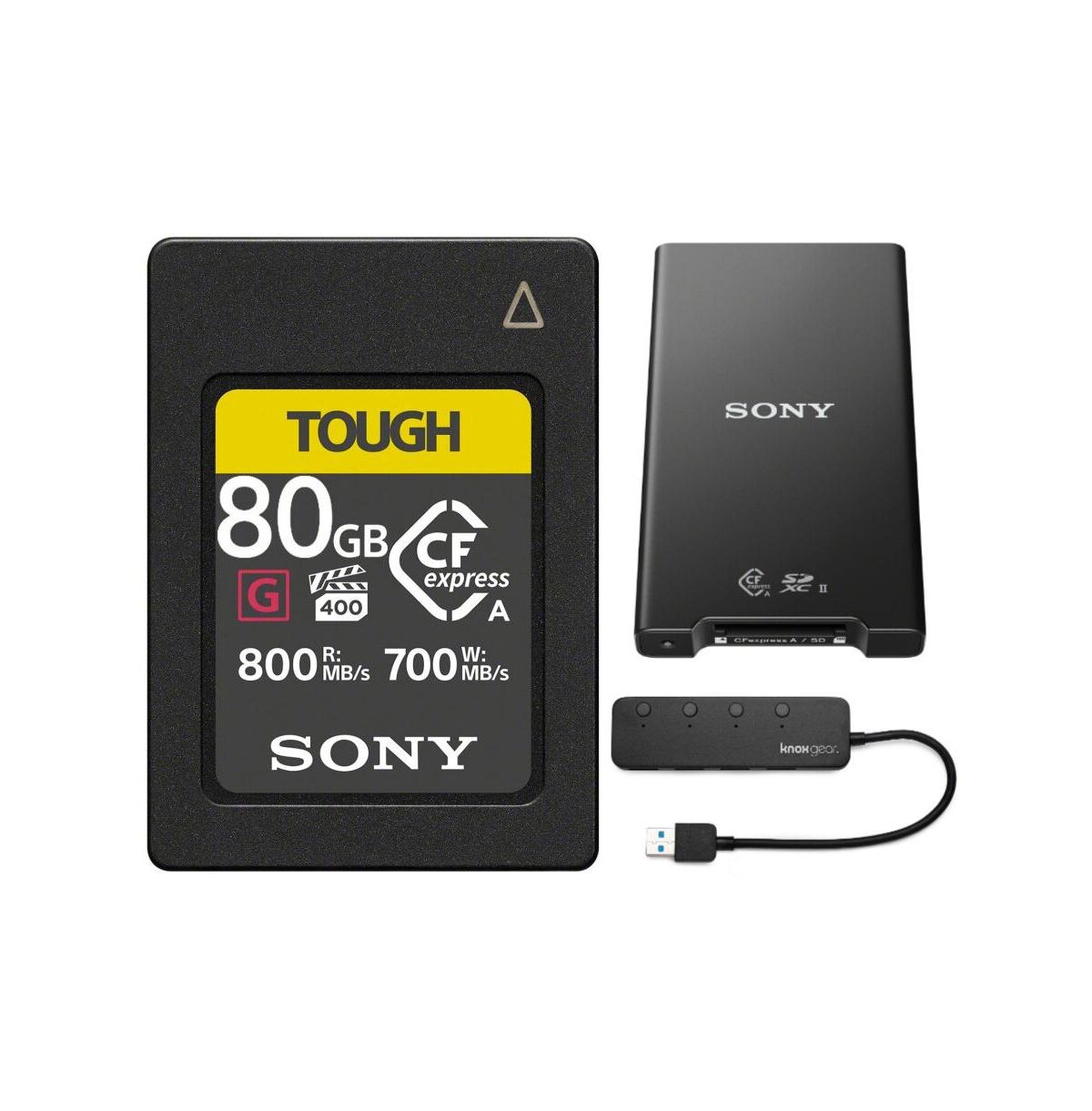 Sony Cfexpress Type A 80Gb Memory Card With Card Reader And 4 Port Usb Hub - Black